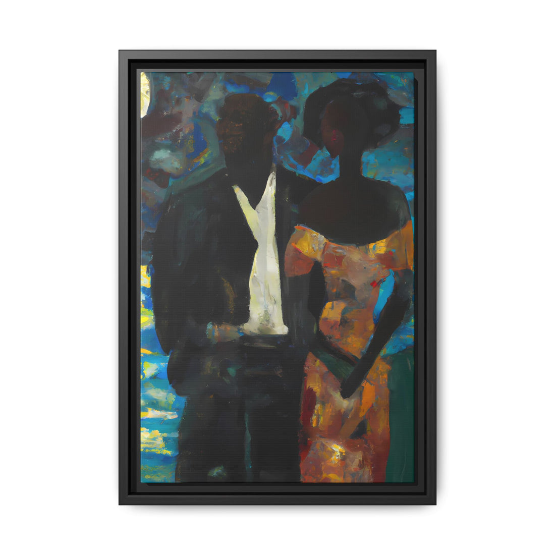 Moonlight, Black Love Series | Framed Canvas Wall Art