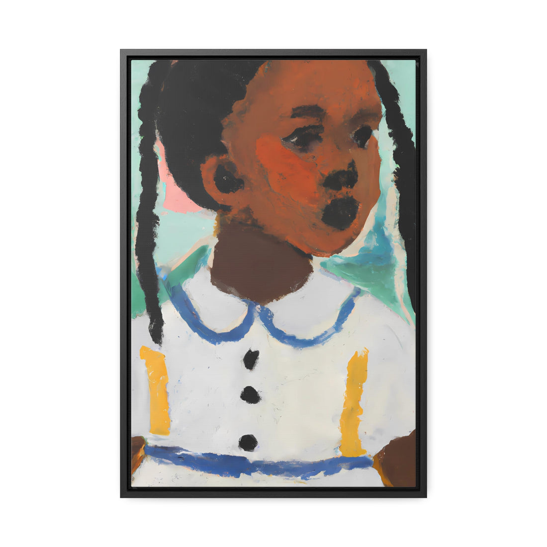 Girl with Pig Tails, Daughter Series | Framed Canvas Art