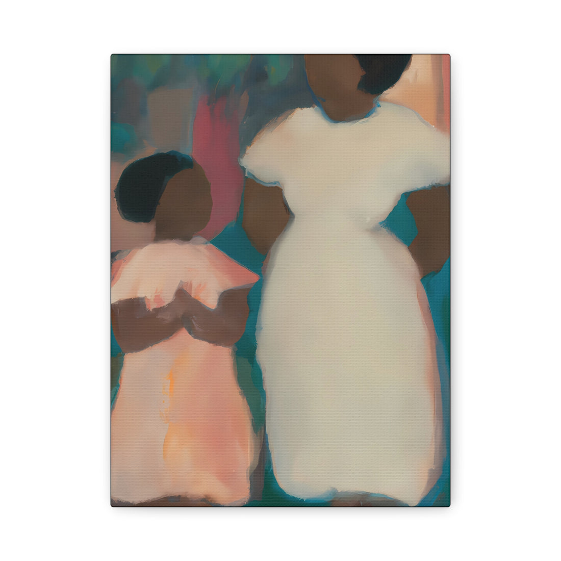 Teal Mother, Daughter Series Canvas Wall Art