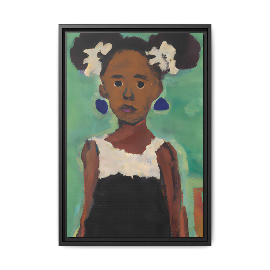 Girl with Afro Puffs, Daughter Series | FRAMED Canvas Wall Art