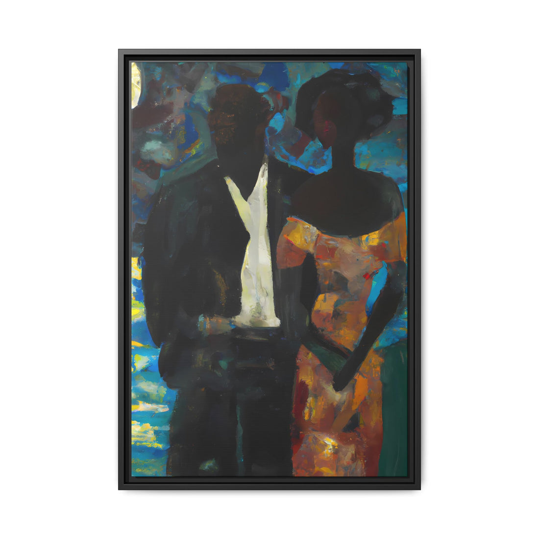 Moonlight, Black Love Series | Framed Canvas Wall Art