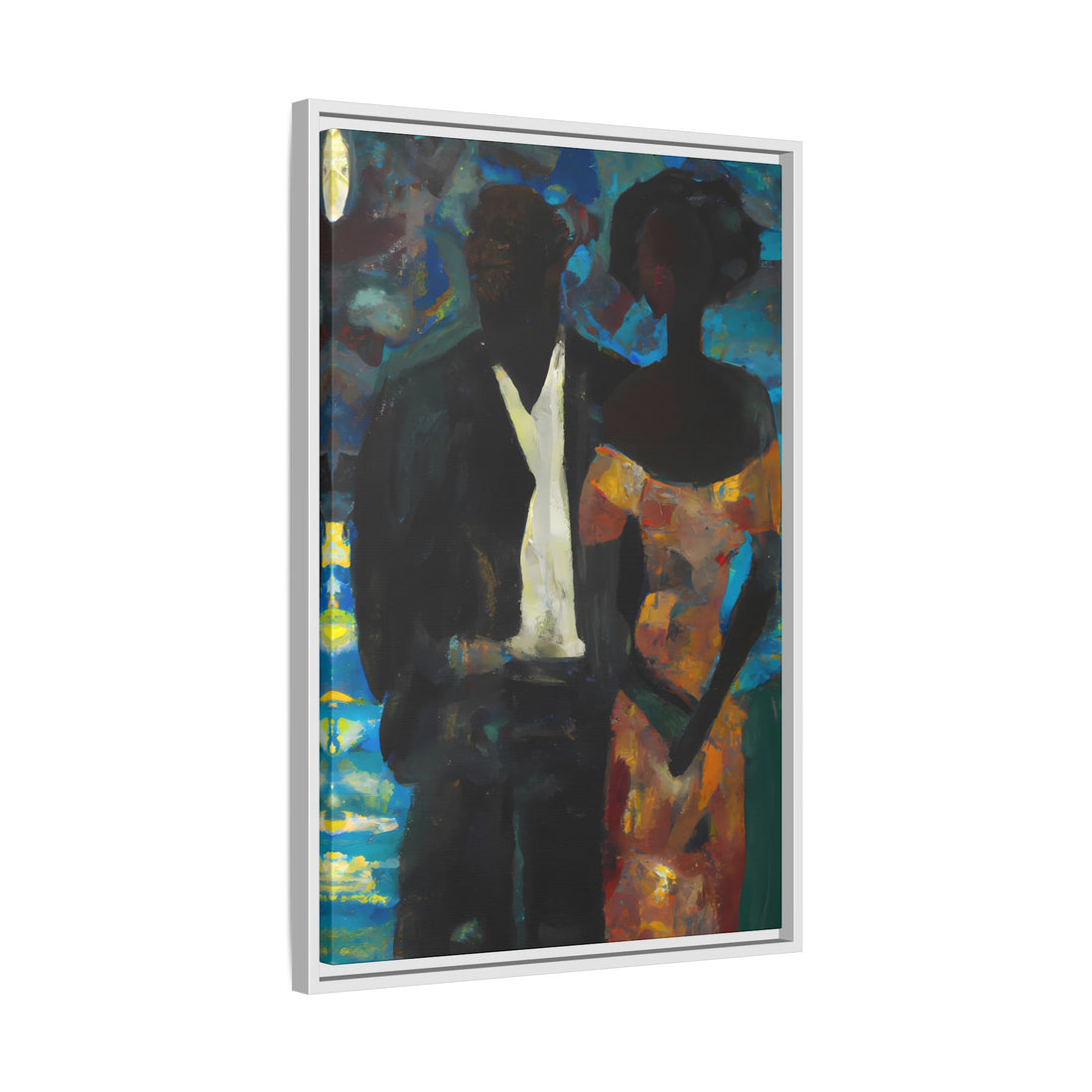 Moonlight, Black Love Series | Framed Canvas Wall Art