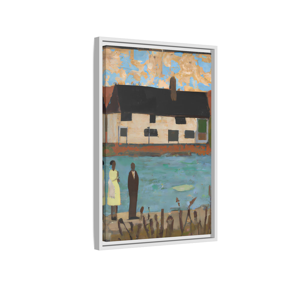 Lake House, Folk Series | Framed Canvas Art