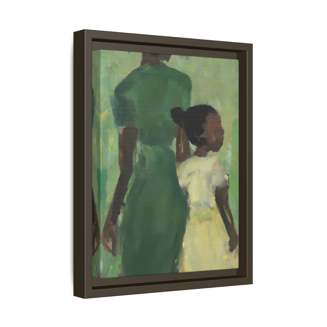 Green Mother, Daughter Series, FRAMED Canvas Wall Art