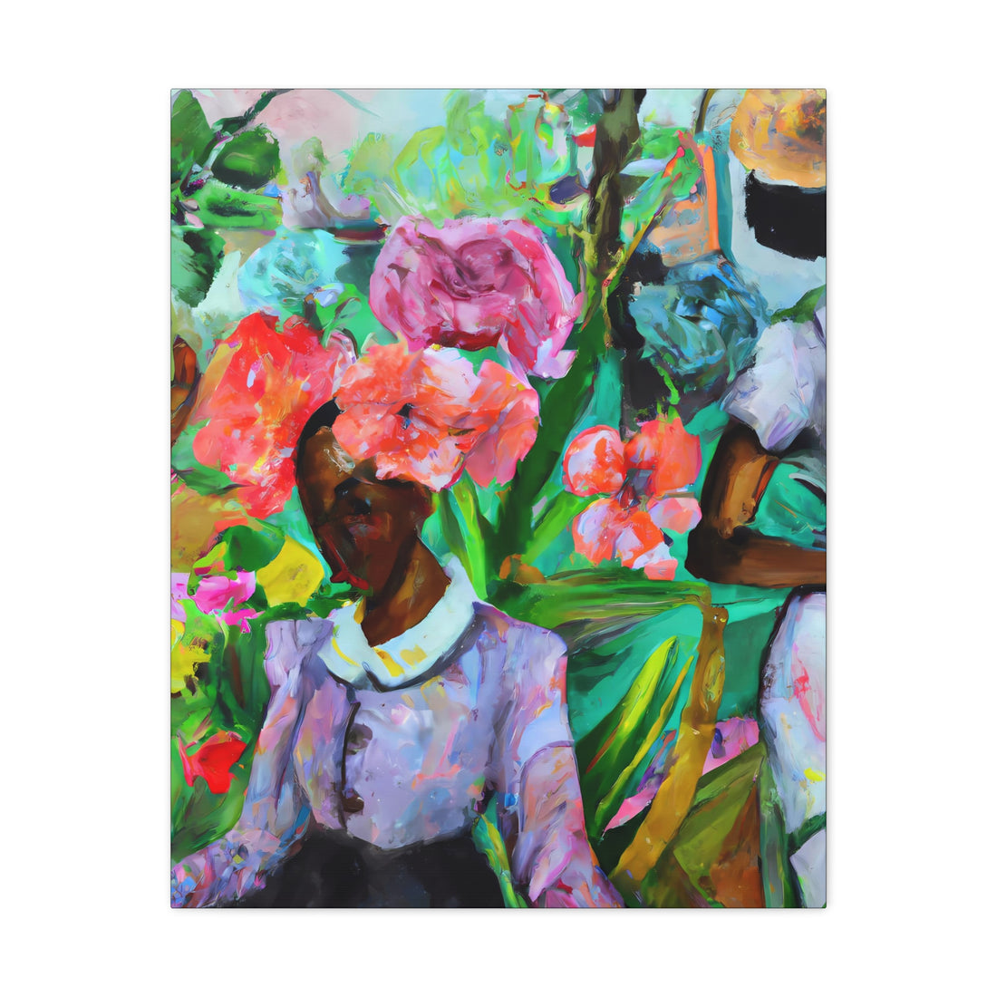 Lady in Flower Hat Garden Series | Canvas Wall Art