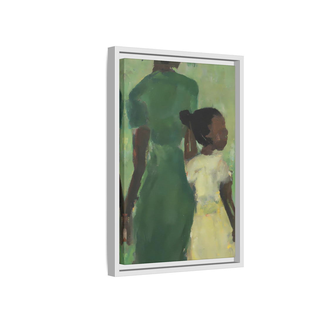 Green Mother, Daughter Series, FRAMED Canvas Wall Art