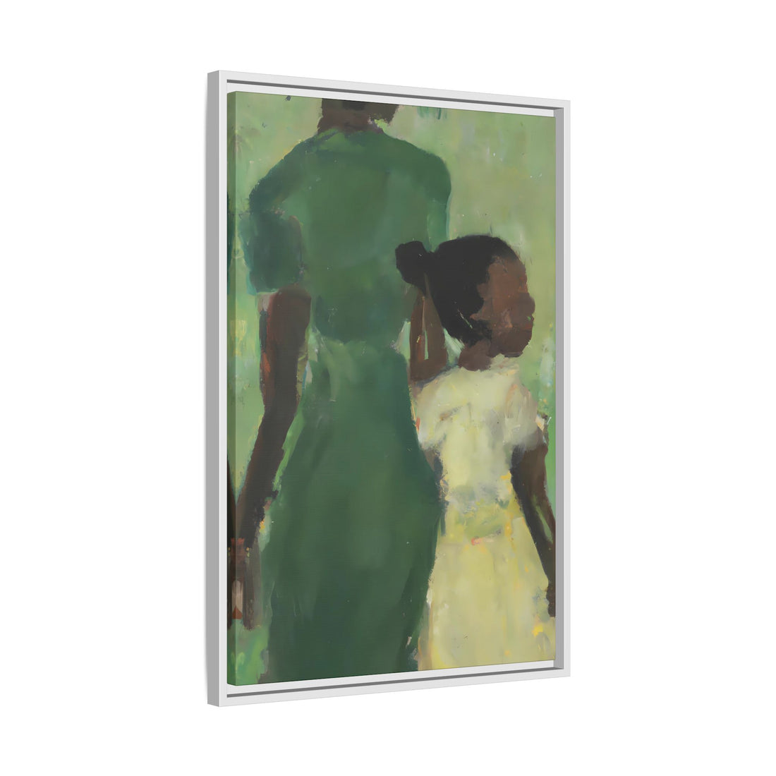 Green Mother, Daughter Series, FRAMED Canvas Wall Art