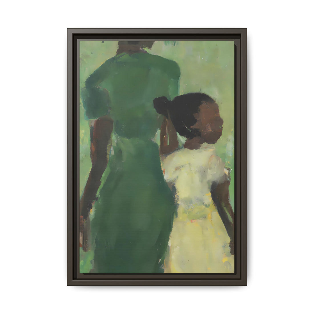 Green Mother, Daughter Series, FRAMED Canvas Wall Art