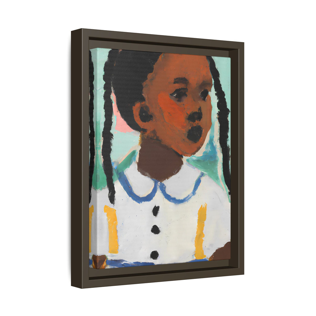 Girl with Pig Tails, Daughter Series | Framed Canvas Art