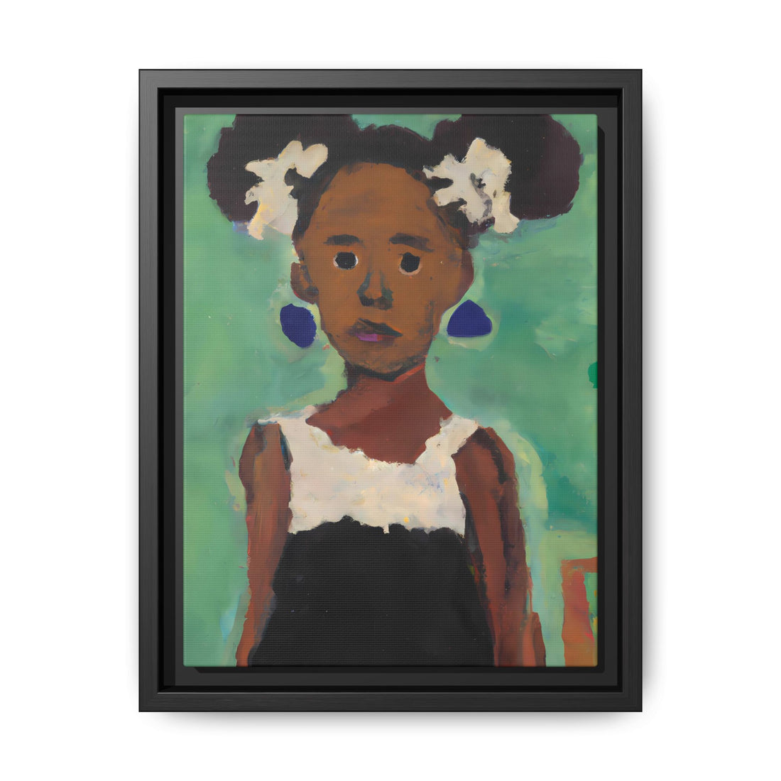 Girl with Afro Puffs, Daughter Series | FRAMED Canvas Wall Art