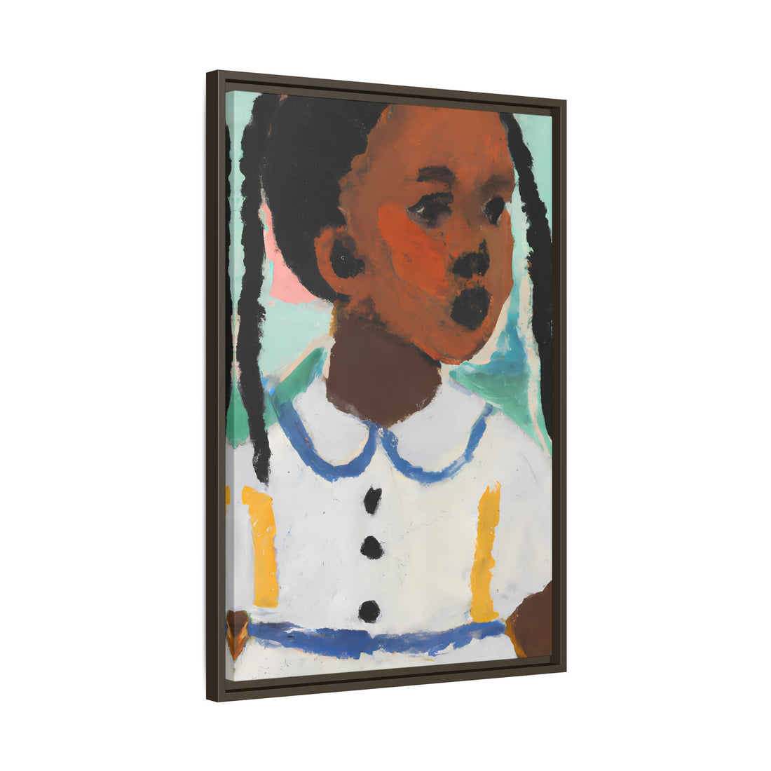 Girl with Pig Tails, Daughter Series | Framed Canvas Art