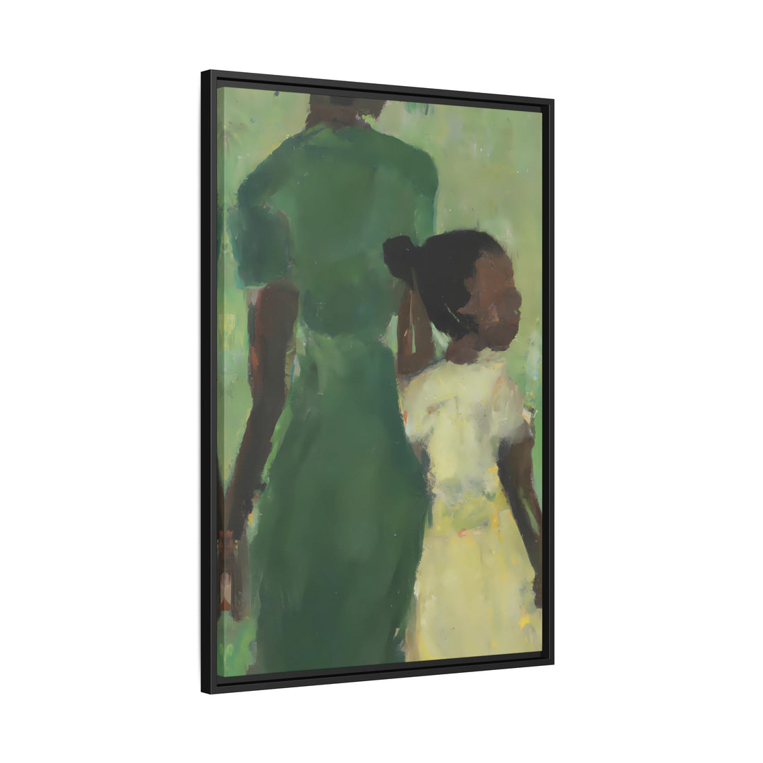 Green Mother, Daughter Series, FRAMED Canvas Wall Art