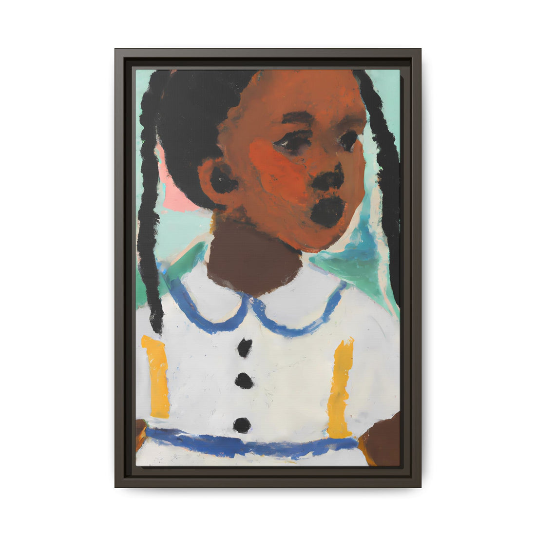 Girl with Pig Tails, Daughter Series | Framed Canvas Art