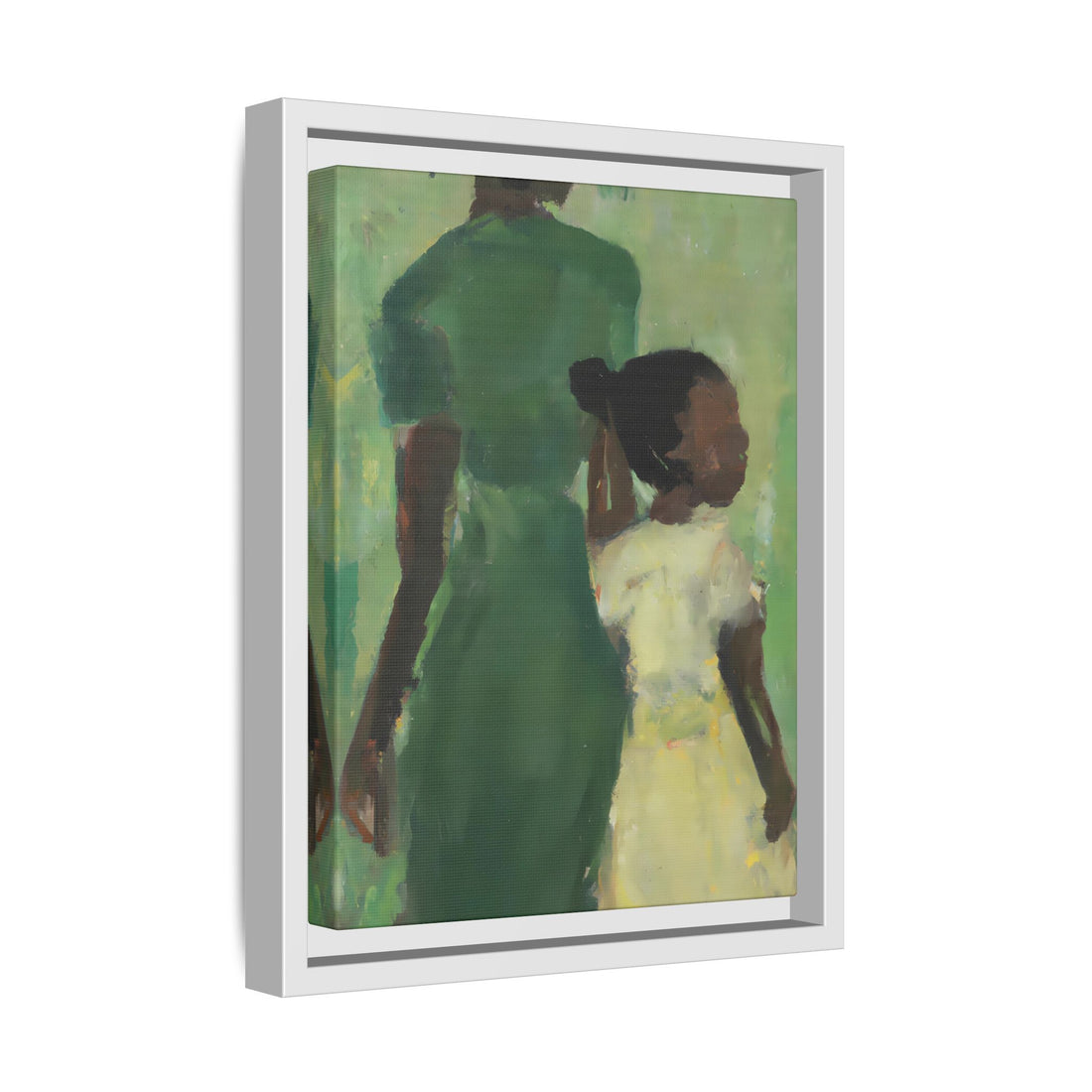 Green Mother, Daughter Series, FRAMED Canvas Wall Art