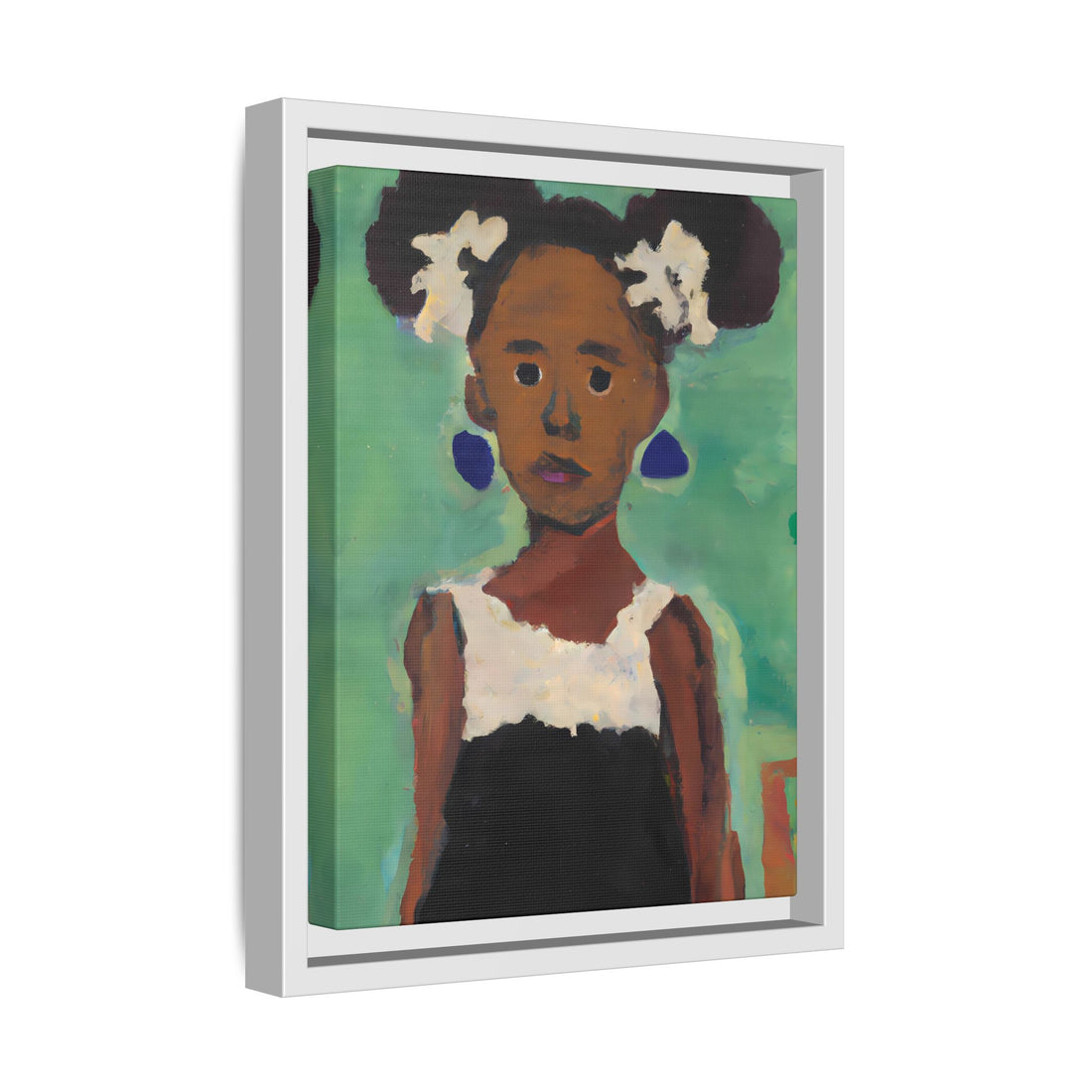 Girl with Afro Puffs, Daughter Series | FRAMED Canvas Wall Art