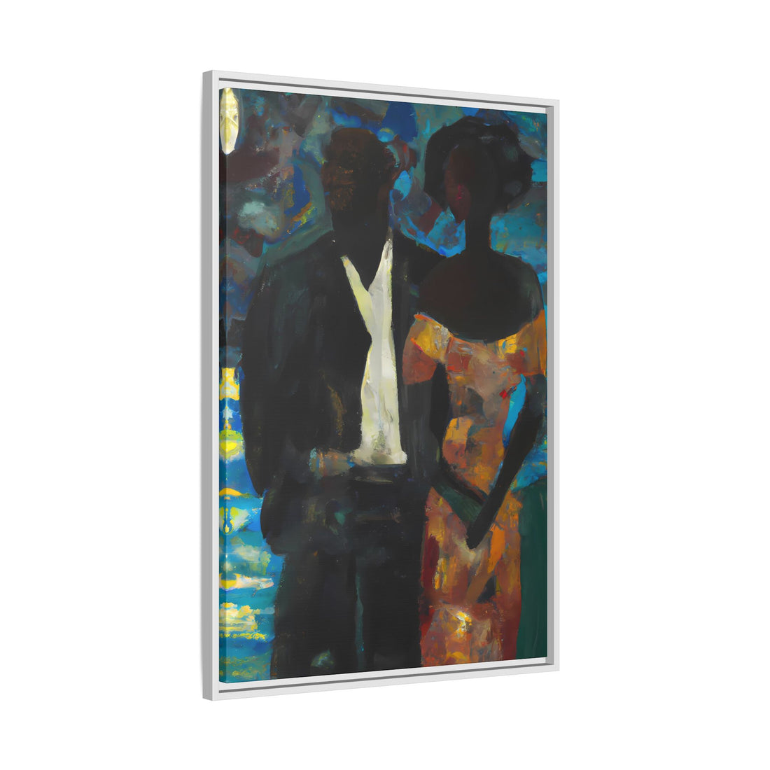 Moonlight, Black Love Series | Framed Canvas Wall Art