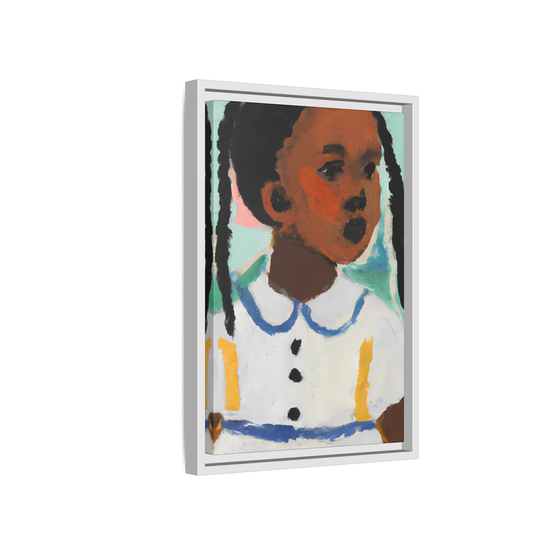 Girl with Pig Tails, Daughter Series | Framed Canvas Art