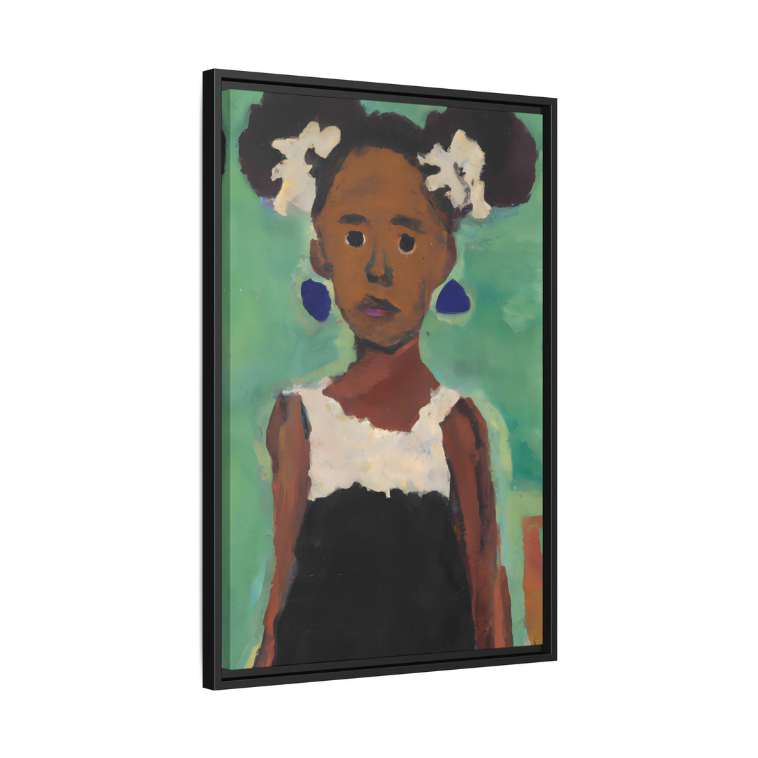 Girl with Afro Puffs, Daughter Series | FRAMED Canvas Wall Art