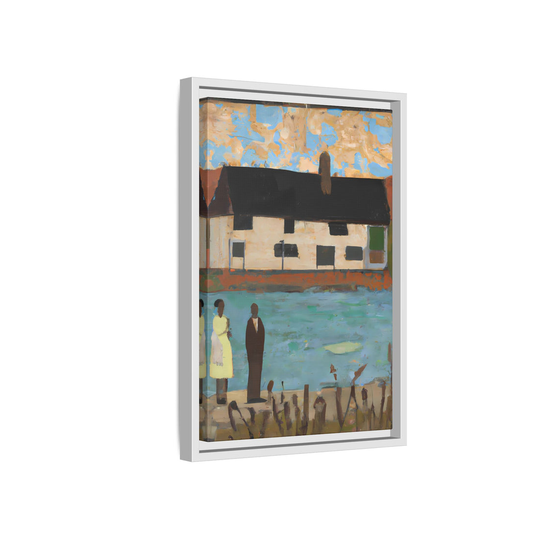 Lake House, Folk Series | Framed Canvas Art