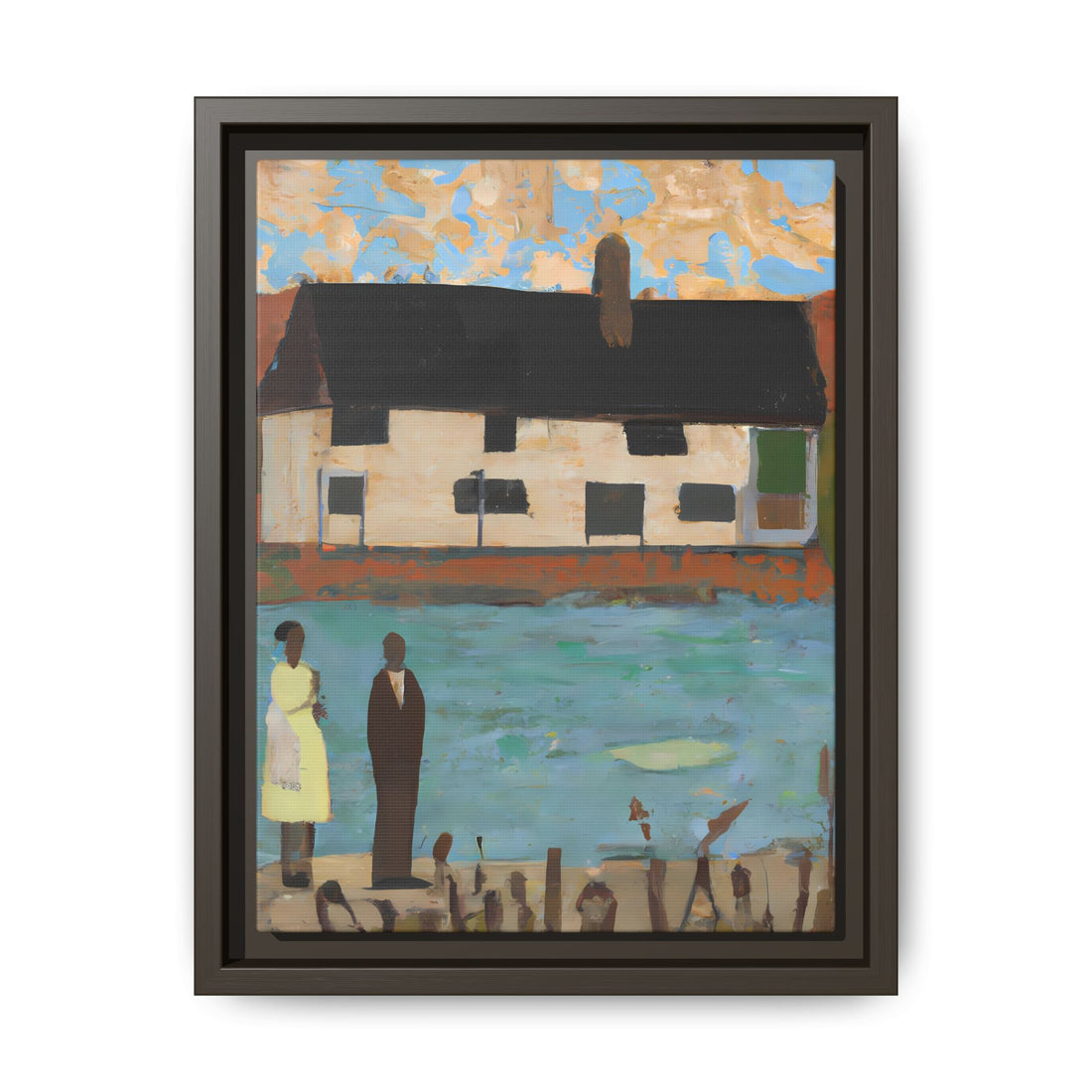 Lake House, Folk Series | Framed Canvas Art