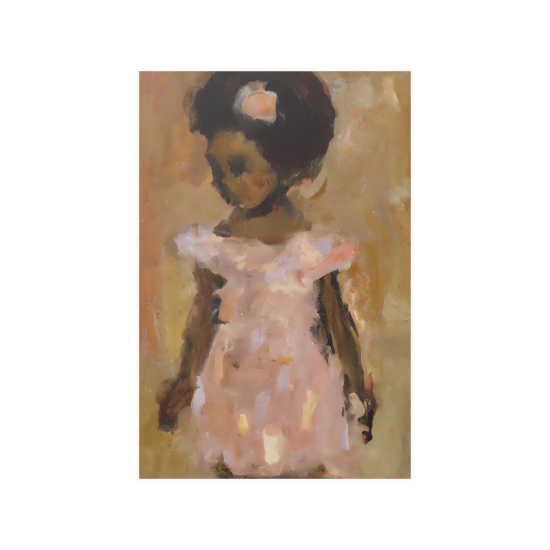 Girl in Peach 1 Black Art Wall Poster