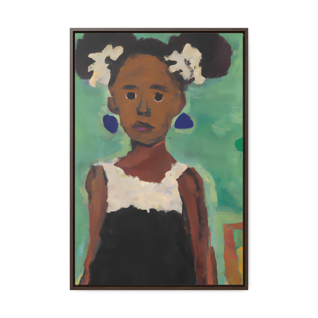 Girl with Afro Puffs, Daughter Series | Framed Canvas Art