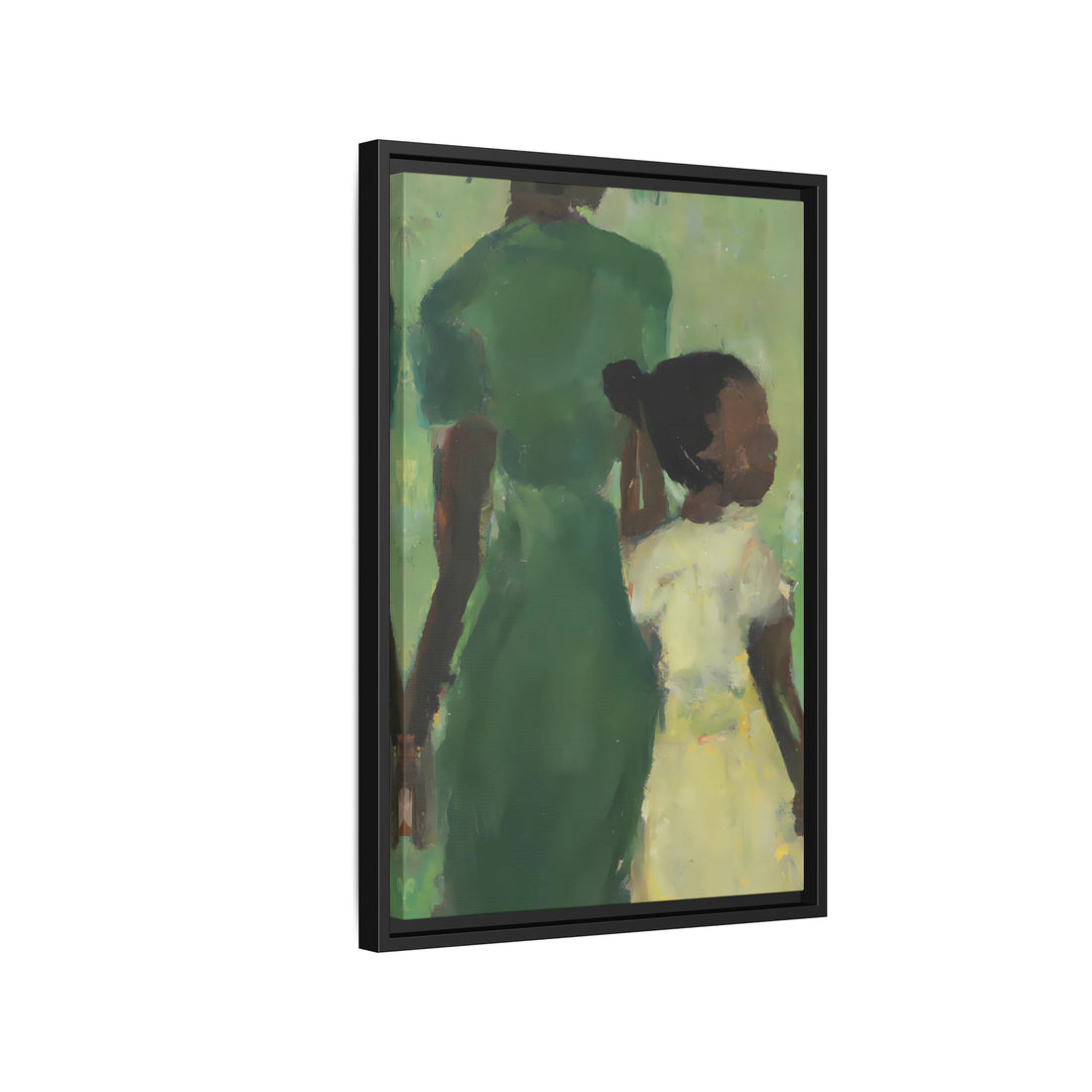 Green Mother, Daughter Series, FRAMED Canvas Wall Art