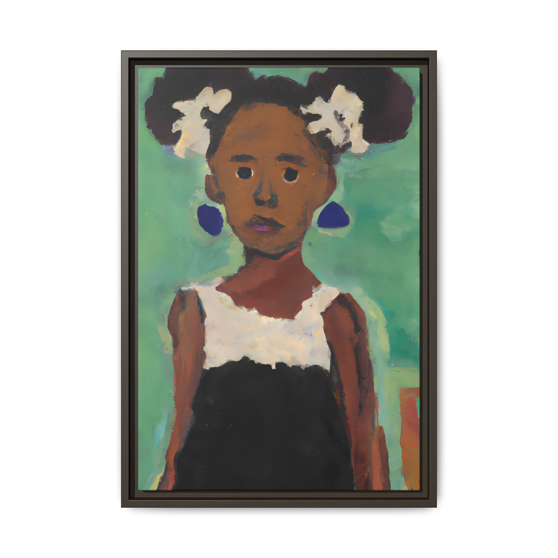 Girl with Afro Puffs, Daughter Series | FRAMED Canvas Wall Art