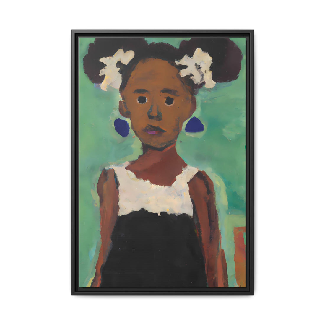 Girl with Afro Puffs, Daughter Series | FRAMED Canvas Wall Art