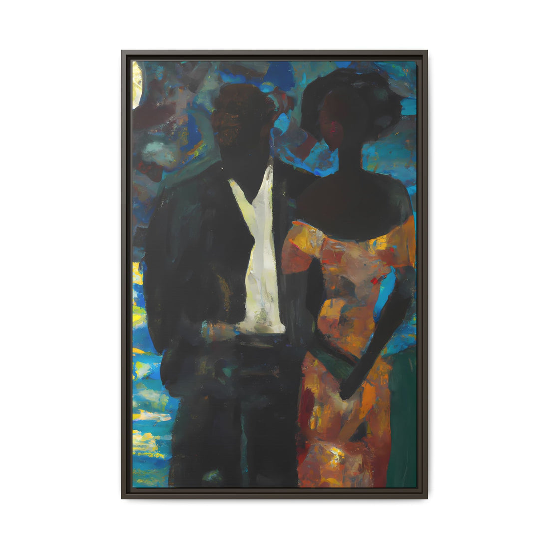 Moonlight, Black Love Series | Framed Canvas Wall Art