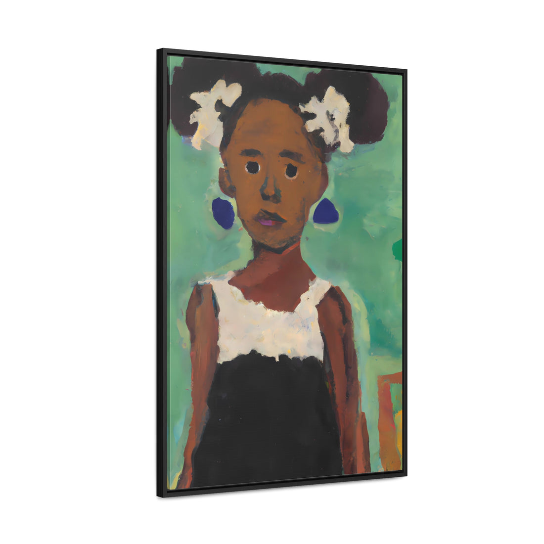 Girl with Afro Puffs, Daughter Series | Framed Canvas Art