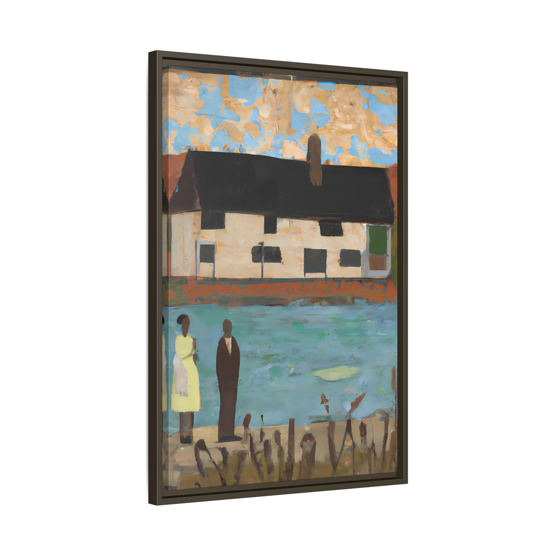 Lake House, Folk Series | Framed Canvas Art