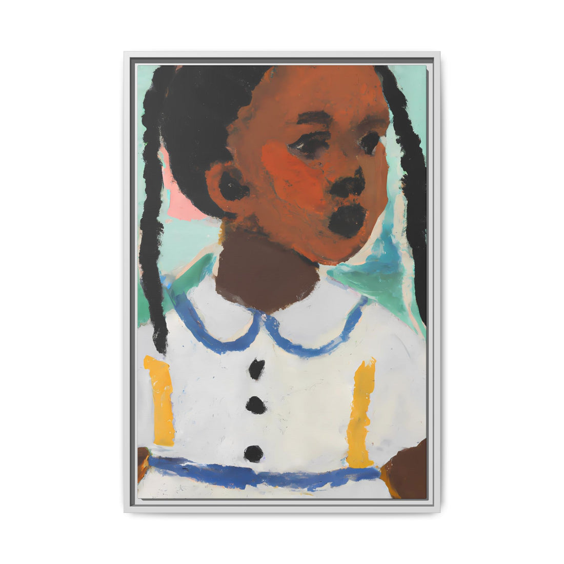 Girl with Pig Tails, Daughter Series | Framed Canvas Art