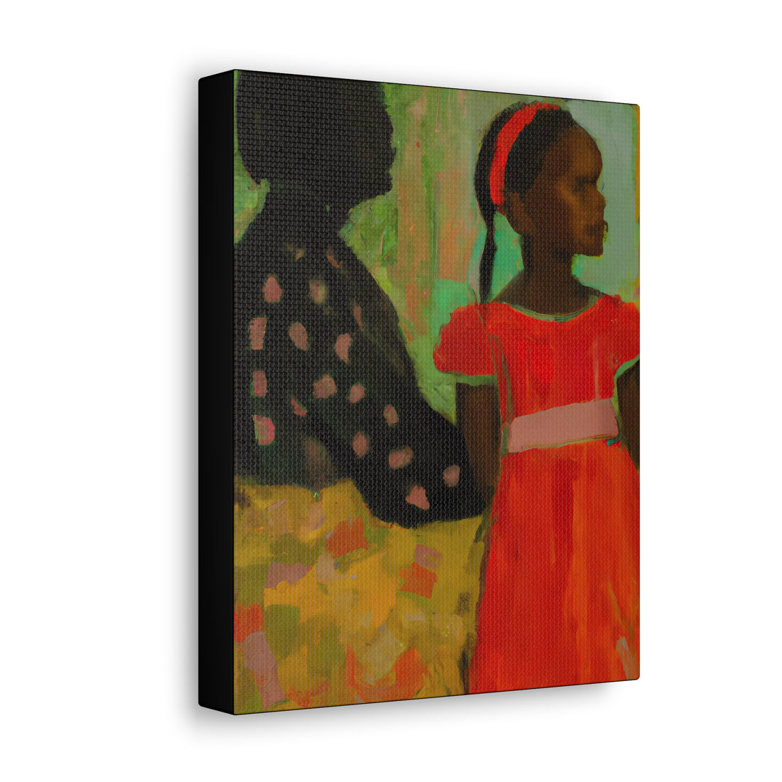 Polka Dot Print Mother, Daughter Series Canvas Wall Art