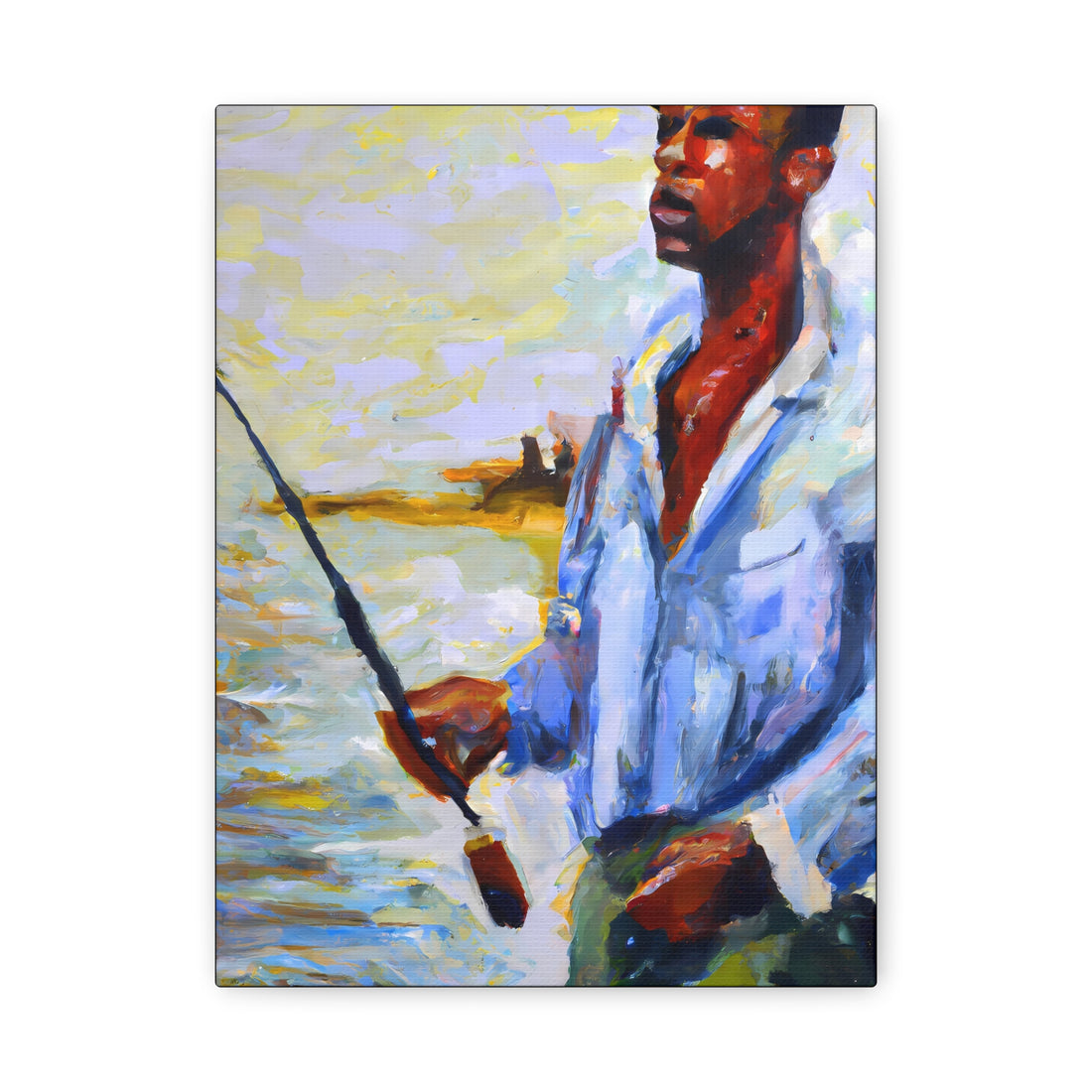 Black Man Fishing, Men Series CANVAS Wall Art