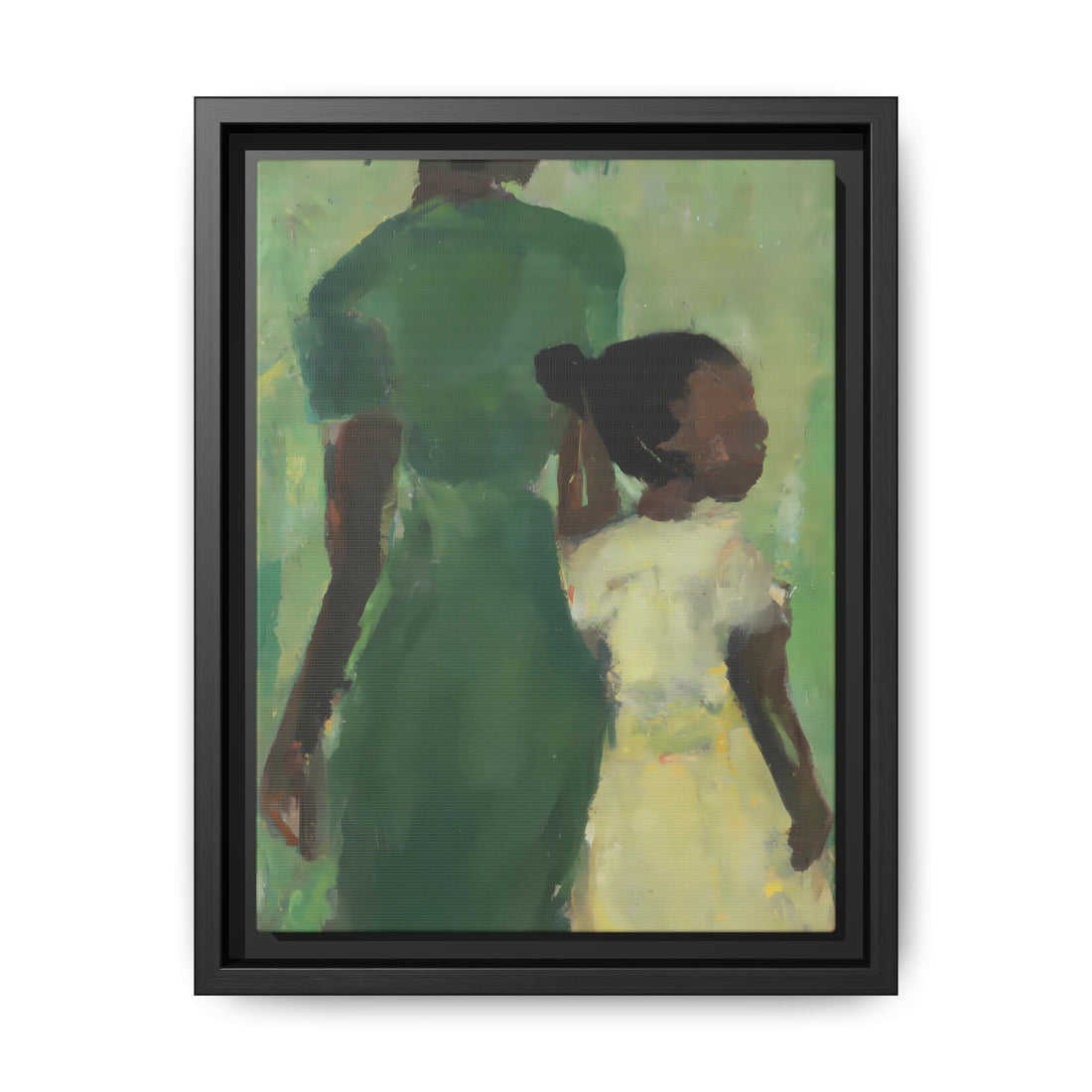 Green Mother, Daughter Series, FRAMED Canvas Wall Art