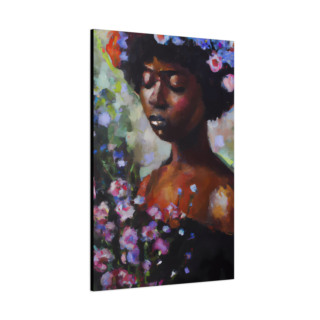 Afro Lady Purple, Flower Series | Canvas Wall Art