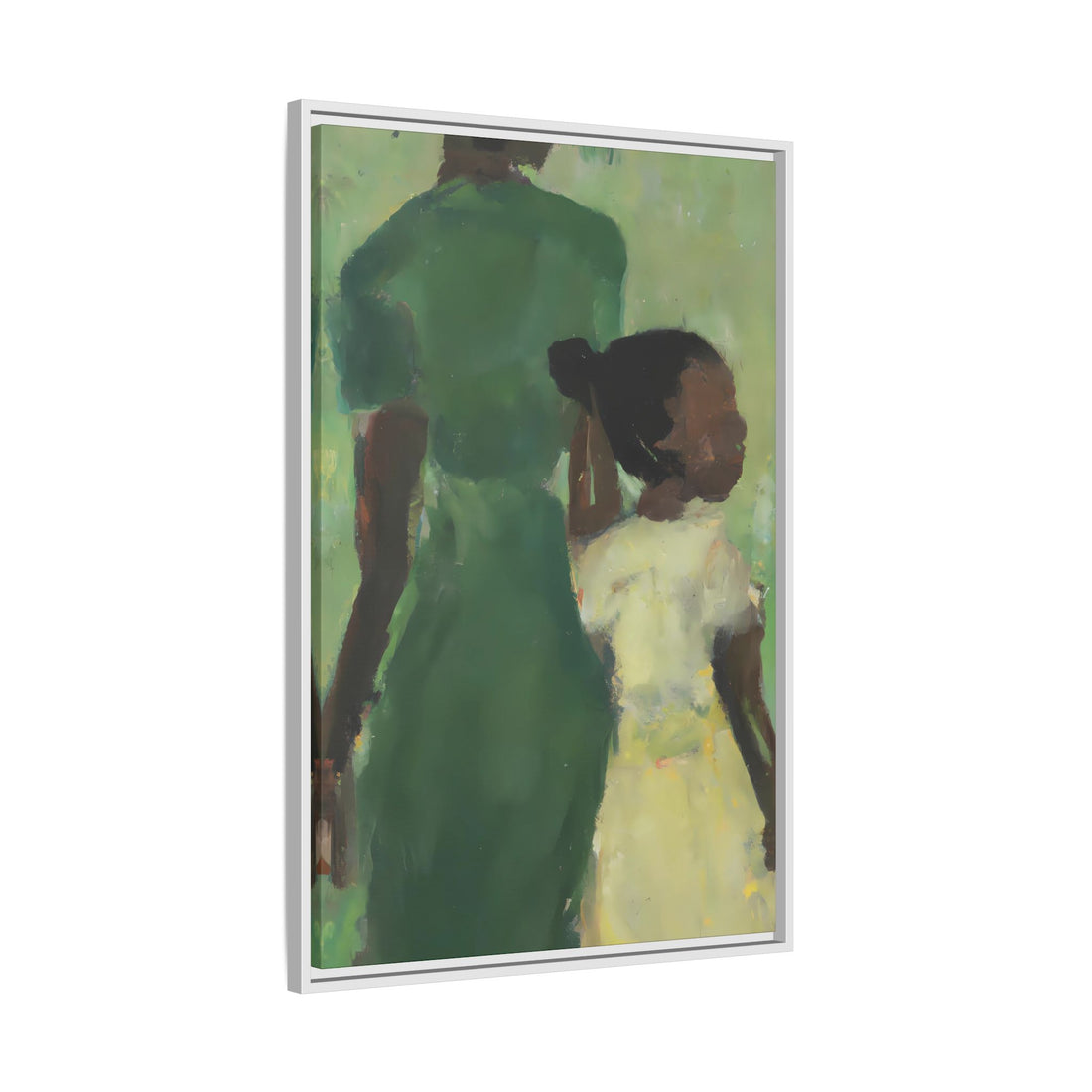 Green Mother, Daughter Series, FRAMED Canvas Wall Art