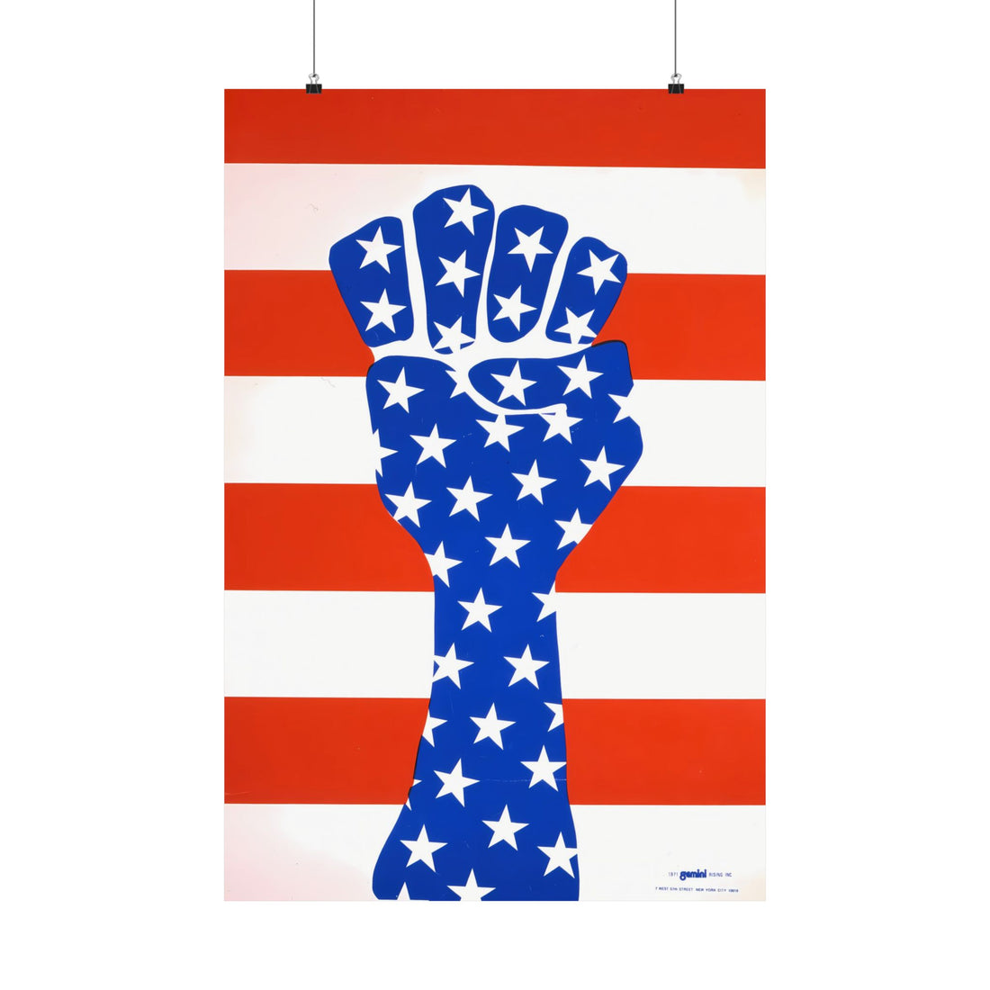 Clenched Fist with Stars and Stripes Vintage Print, Restored Art Poster, Juneteenth Artwork, Afrocentric Decor