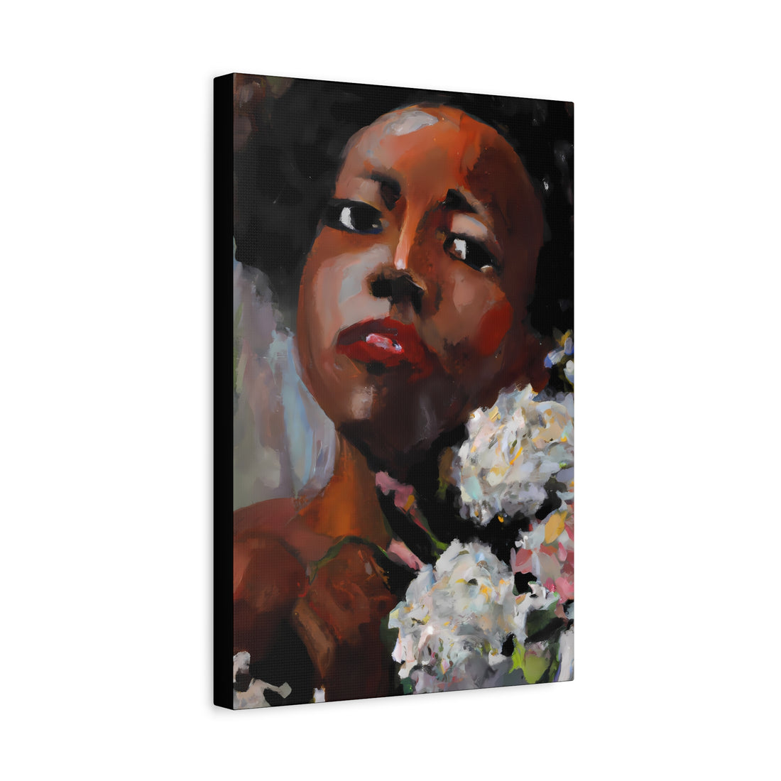 Afro Lady White, Flower Series | Canvas Wall Art