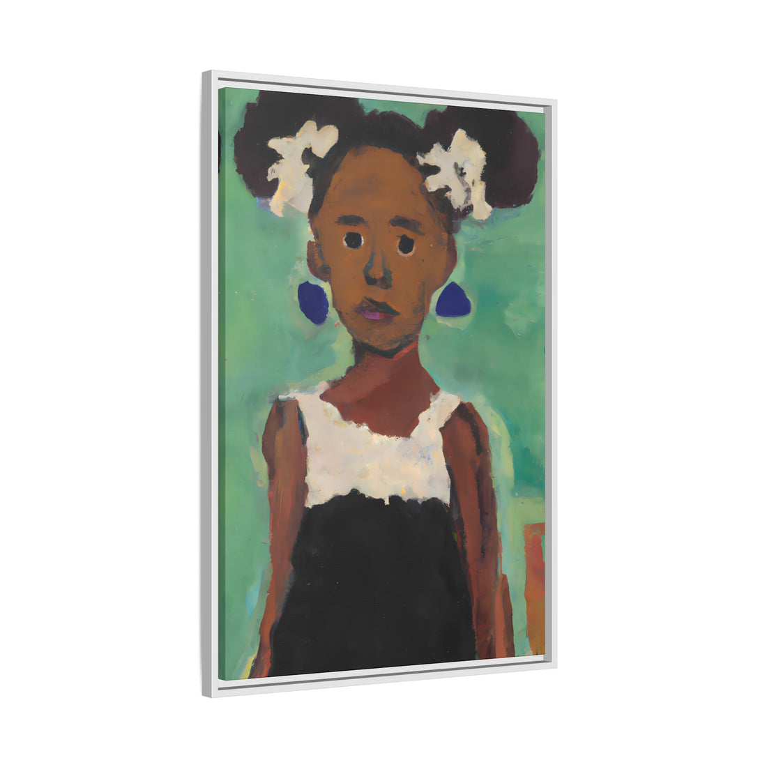 Girl with Afro Puffs, Daughter Series | FRAMED Canvas Wall Art