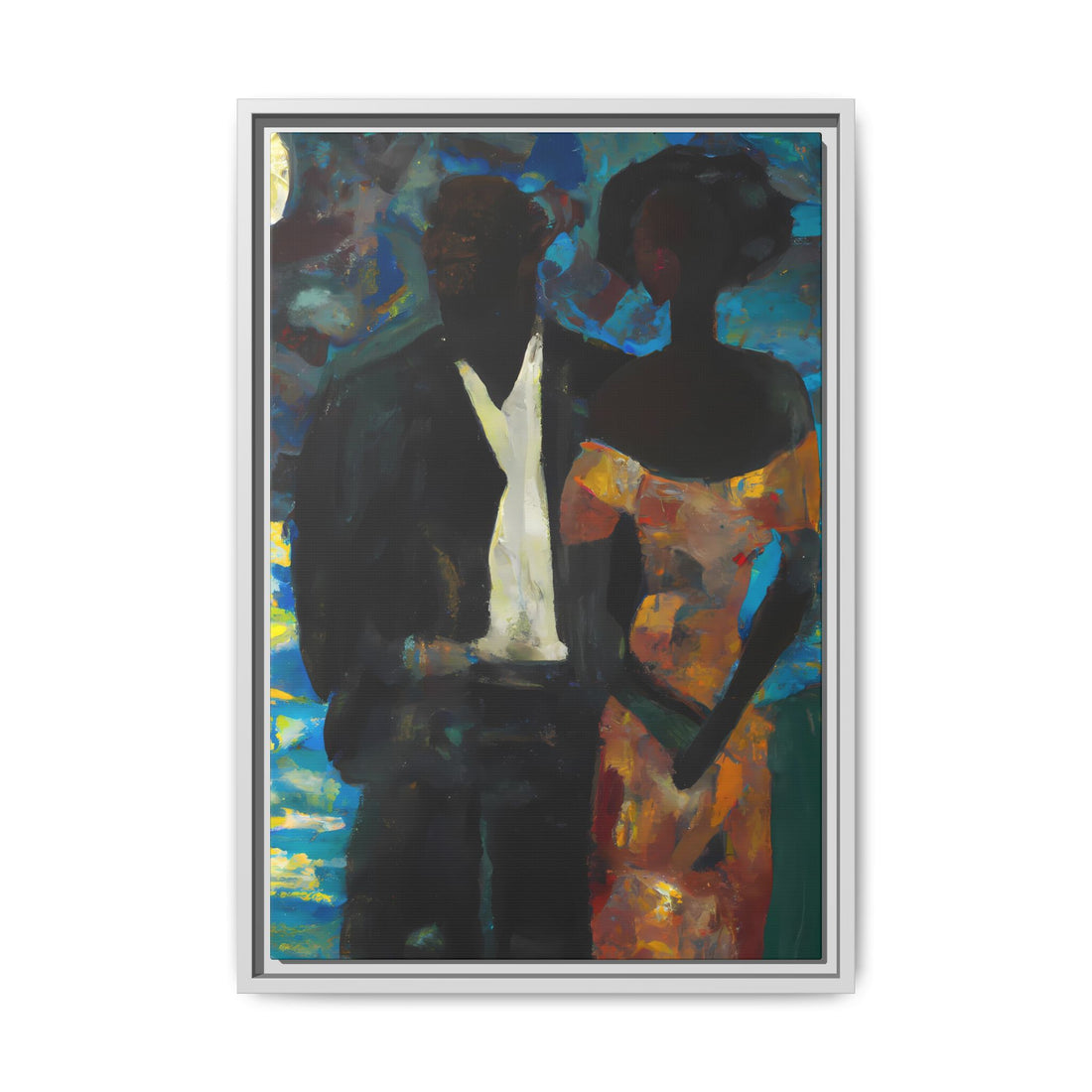 Moonlight, Black Love Series | Framed Canvas Wall Art