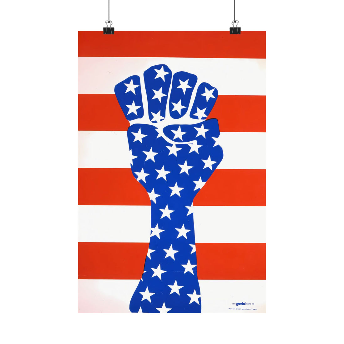 Clenched Fist with Stars and Stripes Vintage Print, Restored Art Poster, Juneteenth Artwork, Afrocentric Decor