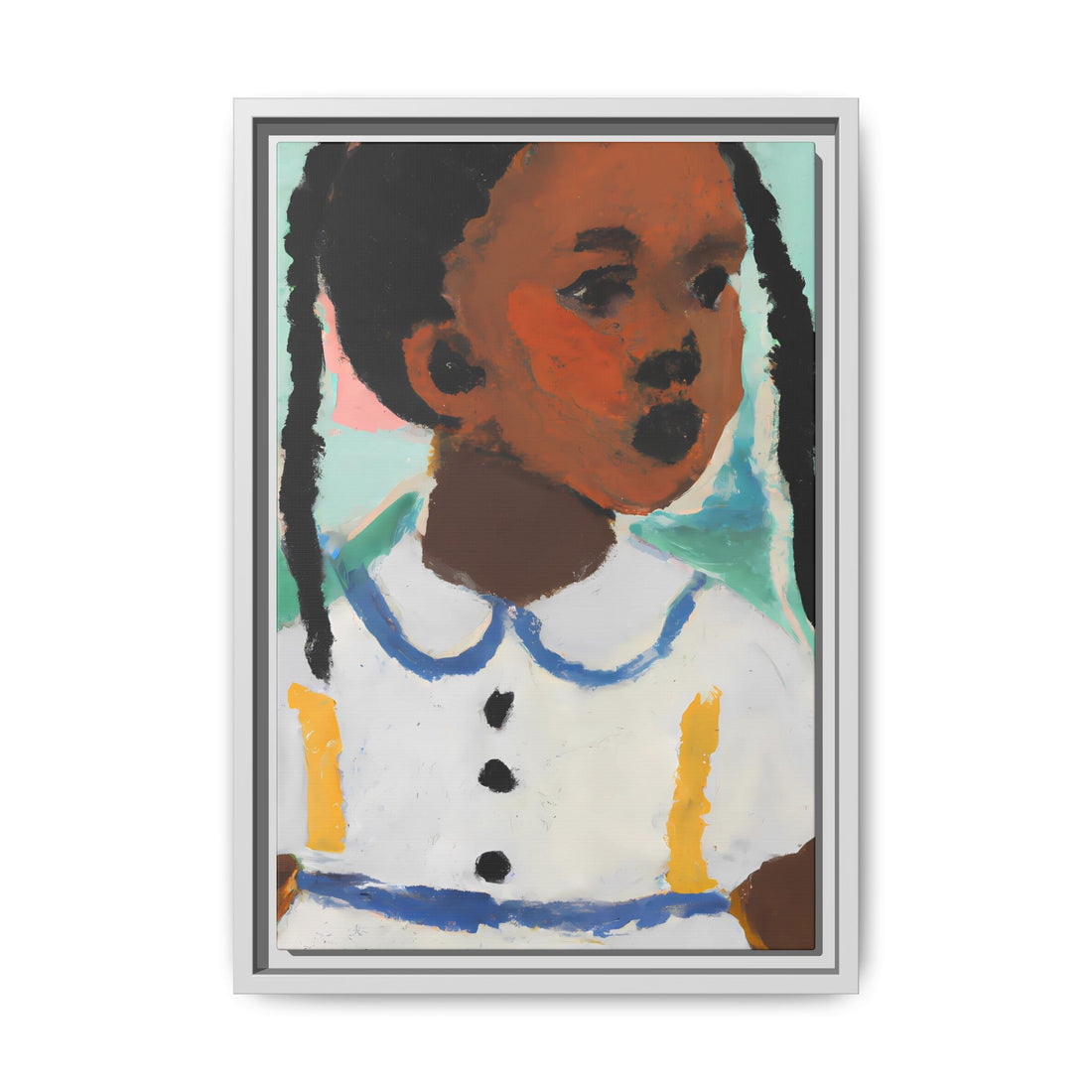 Girl with Pig Tails, Daughter Series | Framed Canvas Art