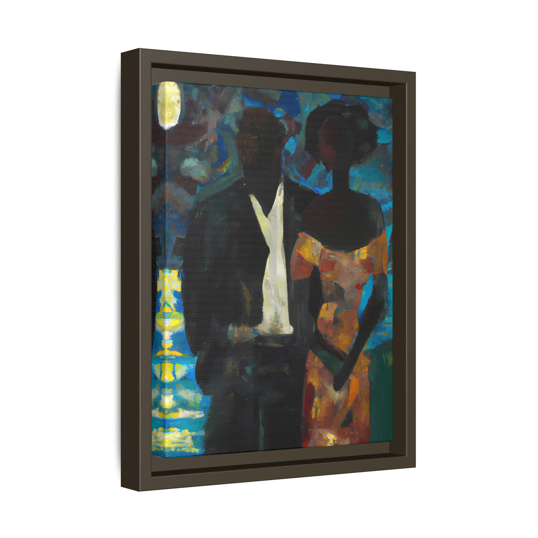 Moonlight, Black Love Series | Framed Canvas Wall Art