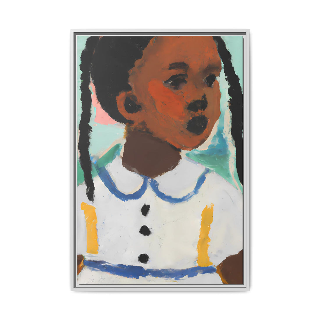 Girl with Pig Tails, Daughter Series | Framed Canvas Art