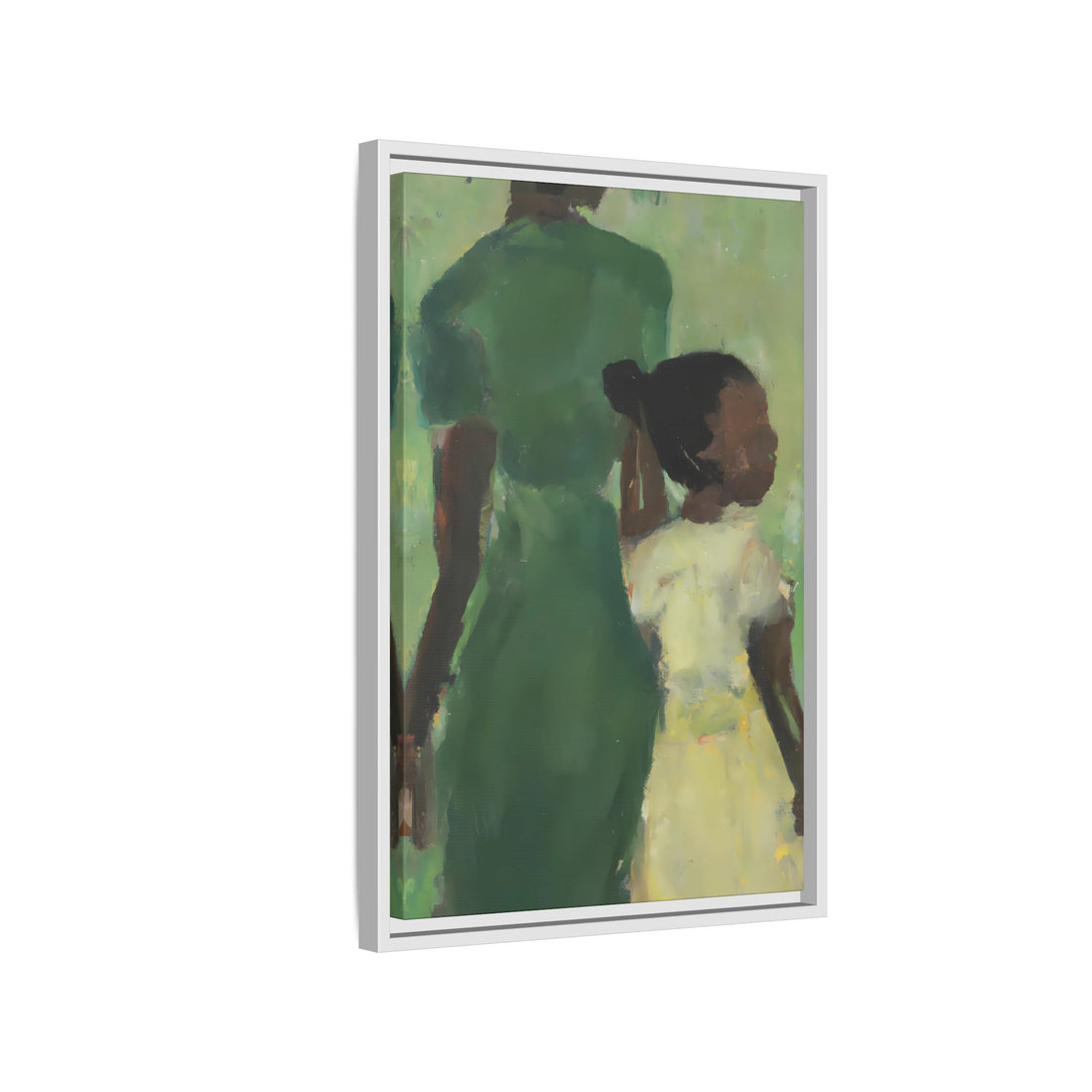 Green Mother, Daughter Series, FRAMED Canvas Wall Art
