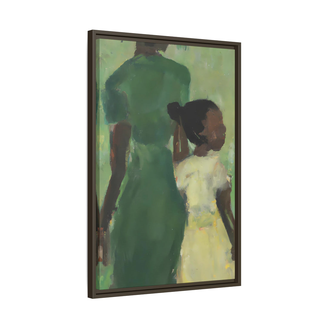 Green Mother, Daughter Series, FRAMED Canvas Wall Art