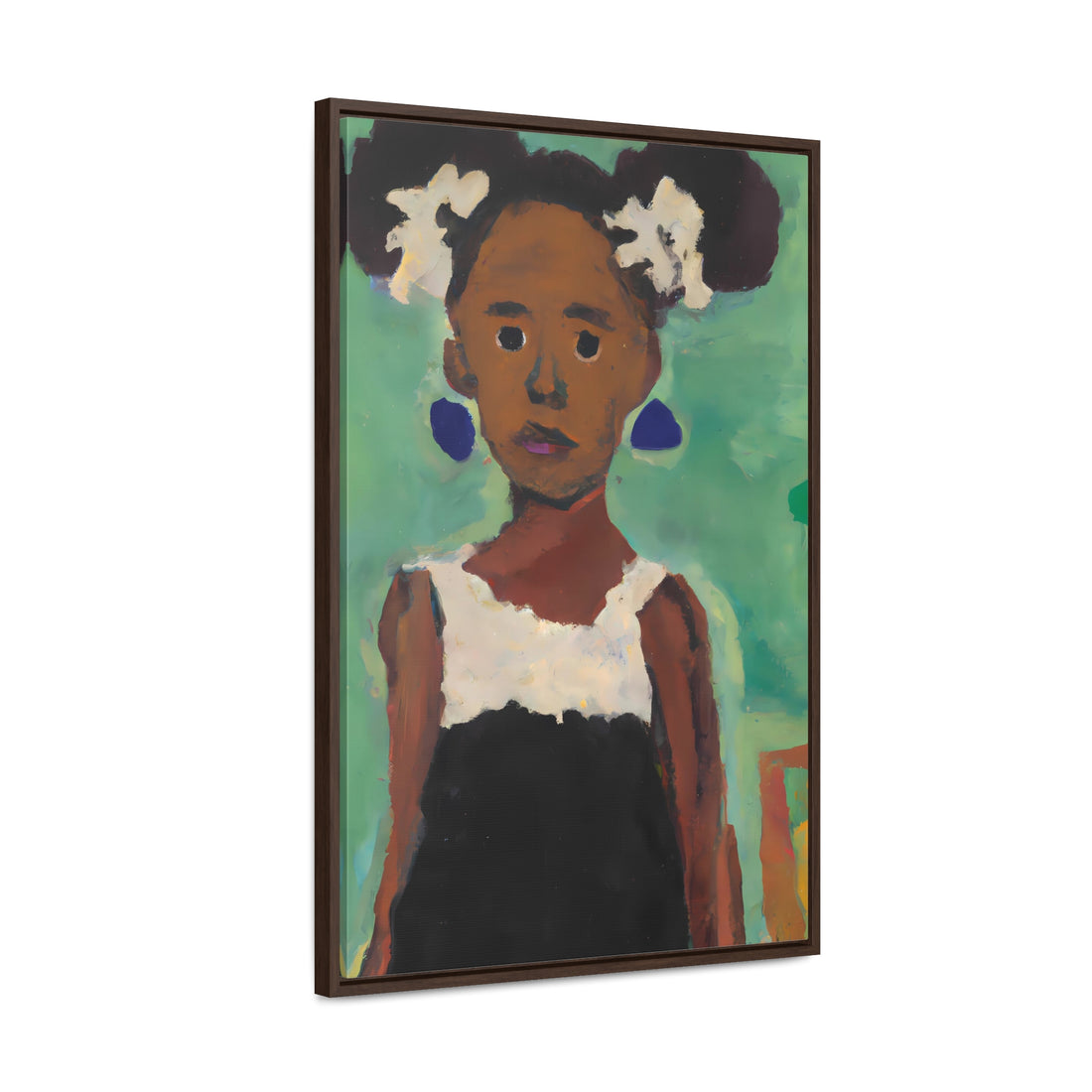 Girl with Afro Puffs, Daughter Series | Framed Canvas Art