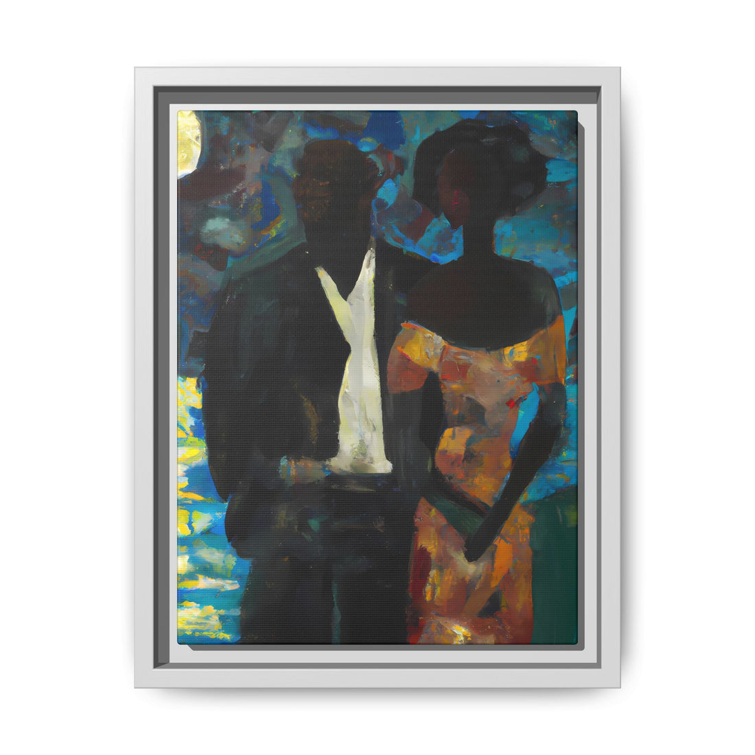Moonlight, Black Love Series | Framed Canvas Wall Art